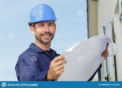 Business Architect Engineer Drawing House Blueprint Planning Stock