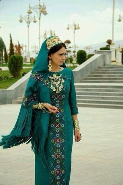 Turkmen Woman In Her Turkmen Traditional Dress Traditional Outfits