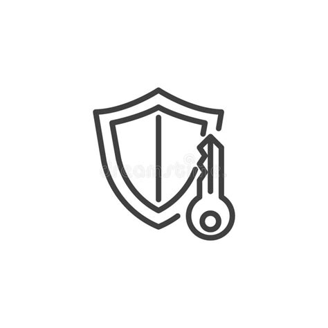Security Key Protection Line Icon Stock Illustration Illustration Of