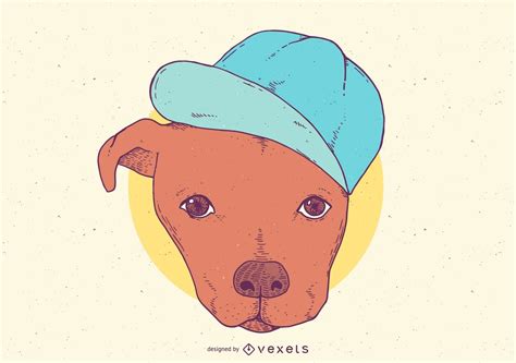Pit Bull With Hat Cartoon Vector Download
