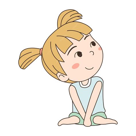 Premium Vector Cartoon Cute Shy Cheerful Little Girl