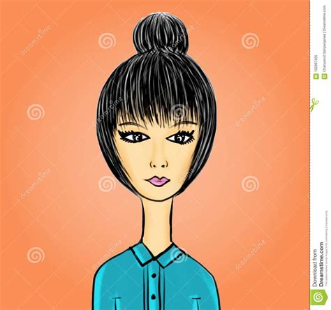 Cute Cartoon Girl Young Lady In Blue Office Clothes Stock Vector