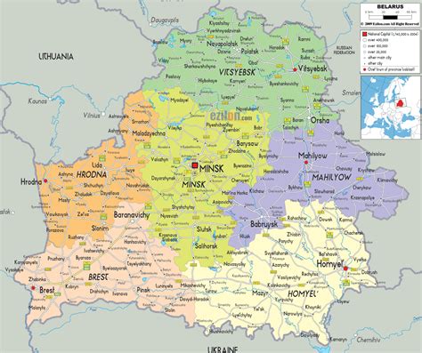 Road Map Of Belarus Ezilon Maps Images And Photos Finder