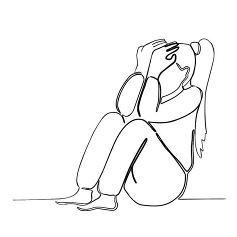 Sad Girl Sitting Down Drawings Illustrations Royalty Free Vector