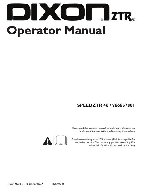 Dixon Speedztr 46 Operators Manual Pdf Download Manualslib