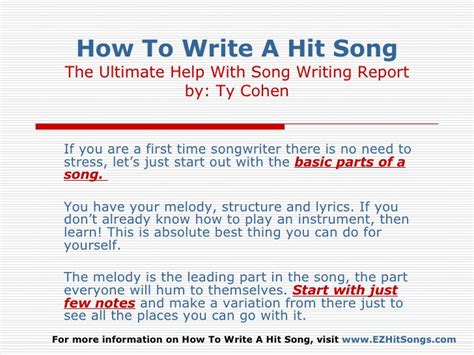Cool stuff & diy's, inspiration. How To Write A Hit Song