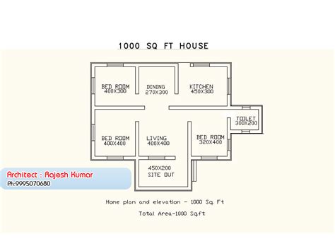 Single Storey Budget House Design And Plan At 1000 Sqft