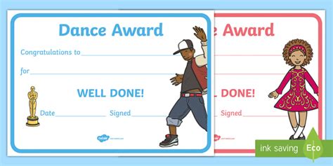 Dance Award Printable Dance Certificate Designs Twinkl