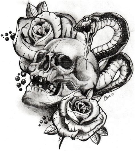 Skull And Snake Drawings