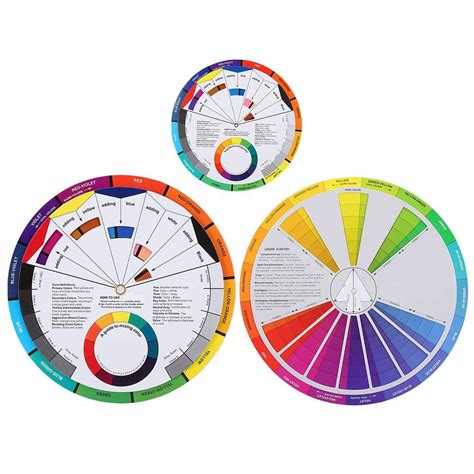Buy 3pcs Creative Color Wheel Paint Mixing Learning Guide Art Class
