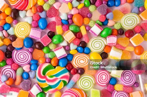 Lollipops Candies And Sweet Sugar Jelly Multicolored Stock Photo