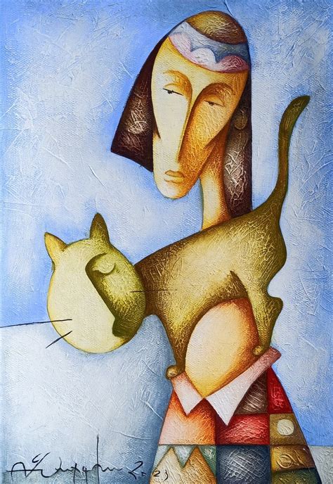 With My Cat35x25cm Acryliccanvas Ready To Hang Oil Painting By