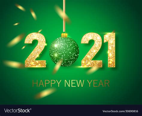 Happy New Year 2021 Bannergolden Green Royalty Free Vector