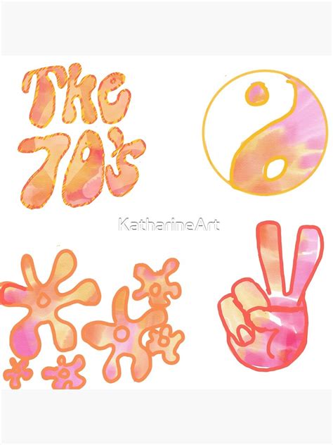 Groovy 70s Tie Dye Sticker Pack Poster For Sale By Katharineart