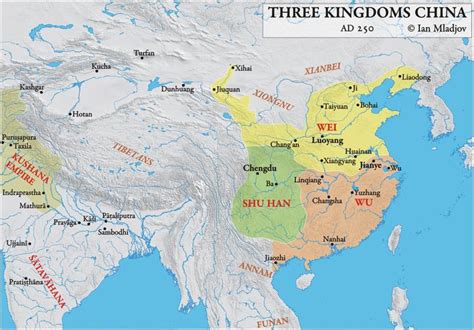 Three Kingdoms China C 250 Country Maps Dunhuang Luoyang