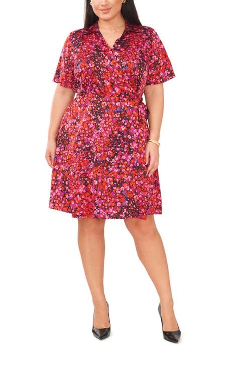 Floral Collared Wrap Dress Plus Size