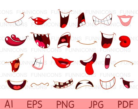 Big Clipart Bundle Of Cartoon Mouths Ai Eps Png  And Pdf Etsy