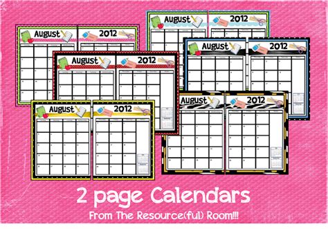 Classroom Freebies Too 2 Page Calendars