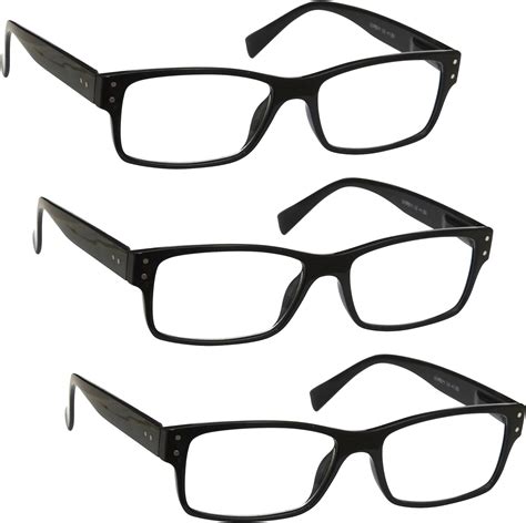 The Reading Glasses Company 3 Pack Mens Black Large Designer Style Readers Spring Hinges Rrr11 1