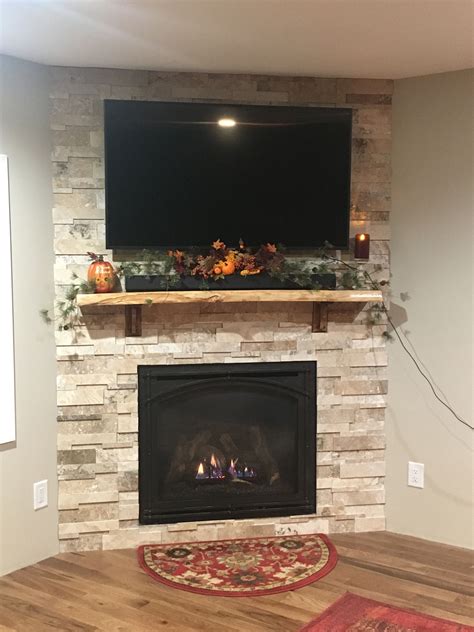 The Corner Fireplace We Installed I Used Stacking Stone And Premixed