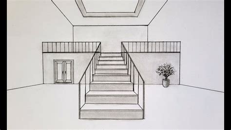 How To Draw Stairs In Perspective Youtube