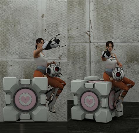Chell Render With The Companion Cube By Incorporeosdh On Deviantart
