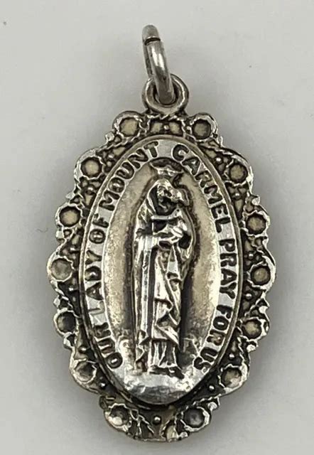 vintage catholic sacred heart jesus our lady of mount carmel silver tone medal 9 99 picclick