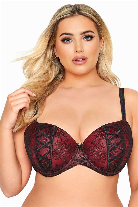 Red Lace Lattice Plunge Bra Yours Clothing