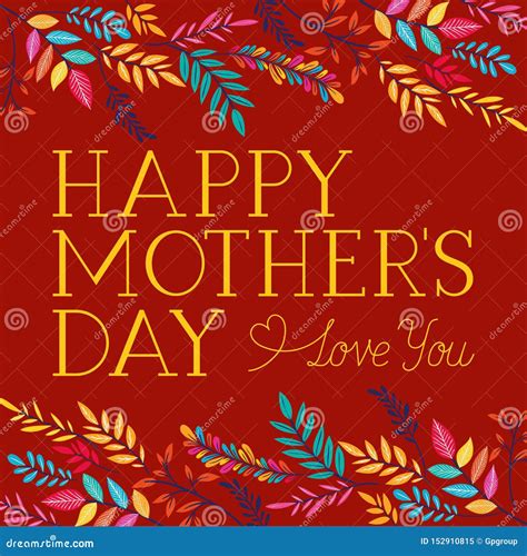 Happy Mothers Day Card With Floral Decoration Stock Vector