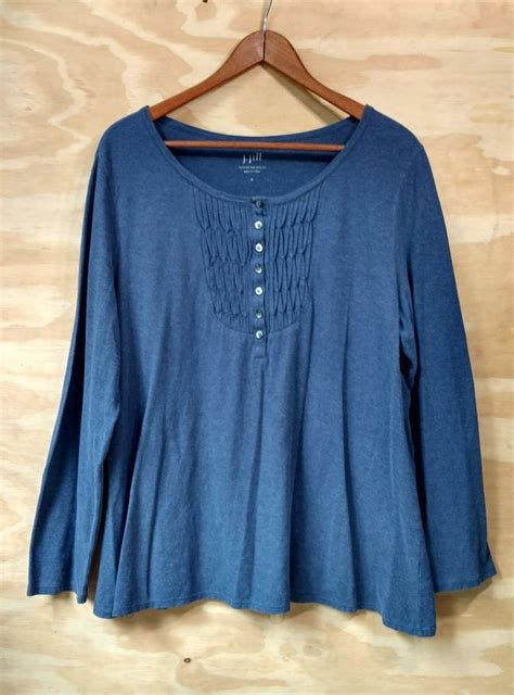 Sign up for j.jill email J Jill Women's Pleated Bib Henley Long Sleeve Stretch Knit ...