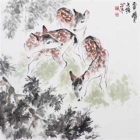 Chinese Deer Painting Wwq41204003 69cm X 69cm27〃 X 27〃