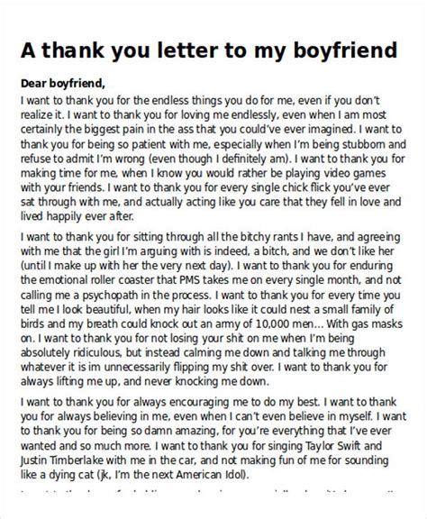 Free 5 Sample Thank You Letter To My Boyfriend In Ms Word Pdf