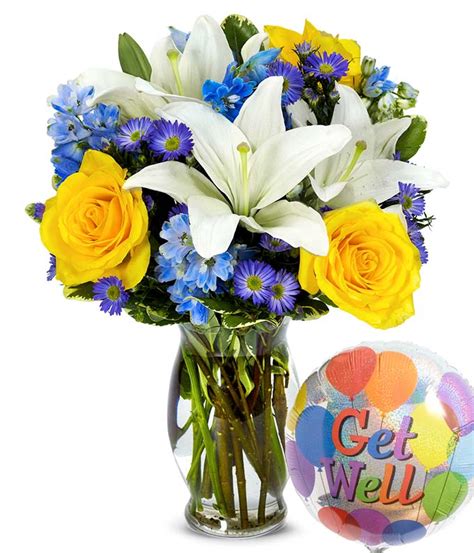 The Rose And Lily Sunshine Get Well Balloon Bouquet At From You Flowers
