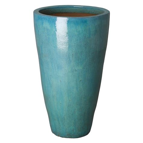 Emissary 40 In Tall Teal Round Ceramic Planter 12046tl 3 The Home Depot