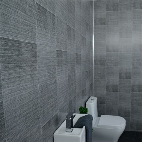 Florentine bathroom wall panels further information via. Grey Panels, Anthracite Tile Effect Cladding, Gold Hues ...