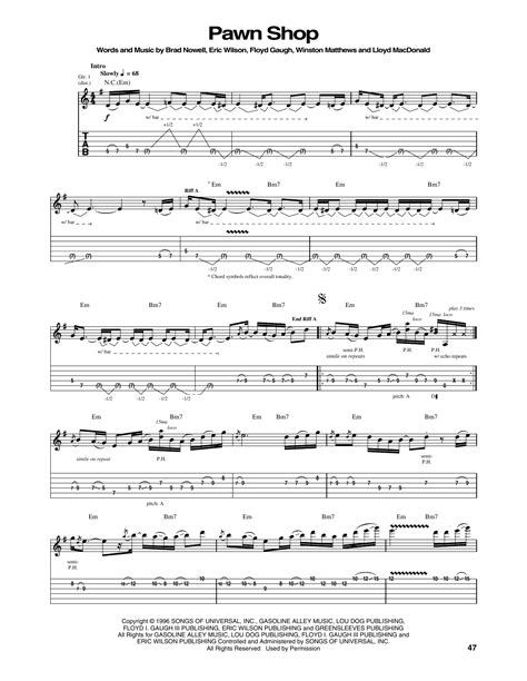 Pawn Shop by Sublime Sheet Music for Guitar Tab at Sheet Music Direct