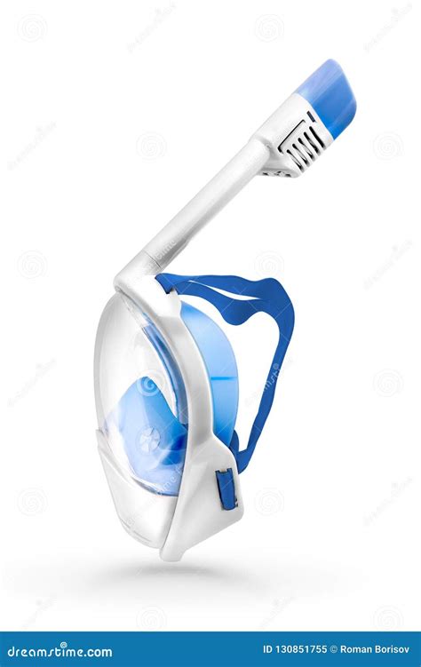 Full Face Blue Snorkel Mask On White Background Isolate Stock Image