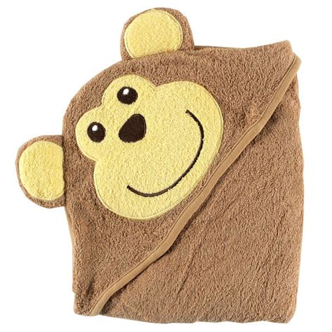 Luvable Friends Animal Face Hooded Towel Brown Monkey Baby And