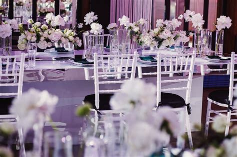 Free Photo | Wedding tables decorated with flowers