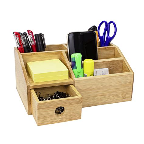 Buy Famikito Wooden Desktop Organizer Office Supplies Bamboo Desk Tidy