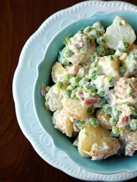 Baby Potato Pea Salad With Garlic Bacon Aoili