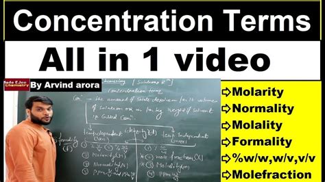Revise All Concentration Terms In 1 Video Molarity Molality Normality Formality W W W V V V
