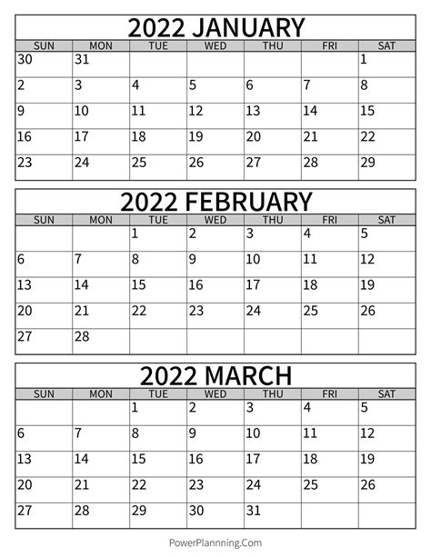 Calendar 2022 January February March Best Calendar Example