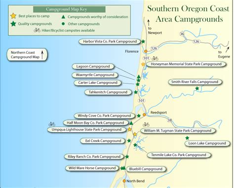 Map Of Oregon Coast Campgrounds Tour Map