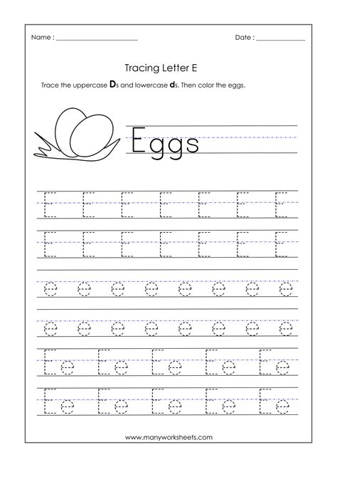 Letter E Tracing Worksheets Preschool B31