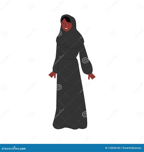African American Muslim Woman Character Sketch Vector Illustration