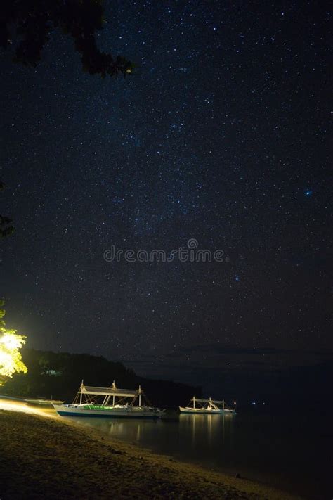 Starry Night On A Beach Stock Photo Image Of Calm Fishermens 67810310