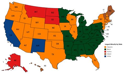 Largest Minority By Us State Vivid Maps Geography Map Los