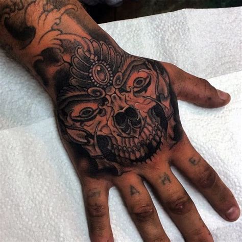 80 Skull Hand Tattoo Designs For Men Manly Ink Ideas