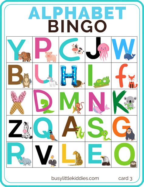 Alphabet Bingo Free Printable With Pictures For Kids From 3 Years Old